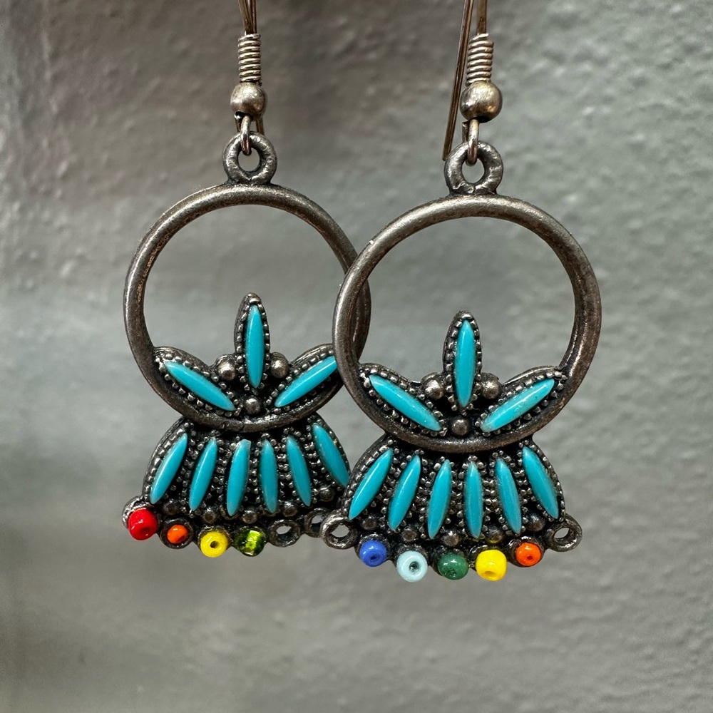 Turquoise Needle Point Earrings